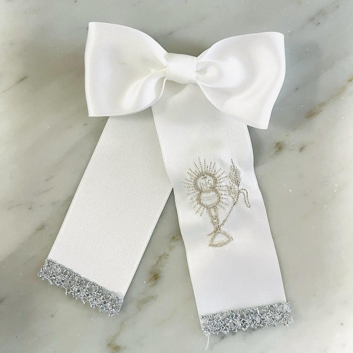Bow for Boys - Ivory with Silver - Silver Fringe