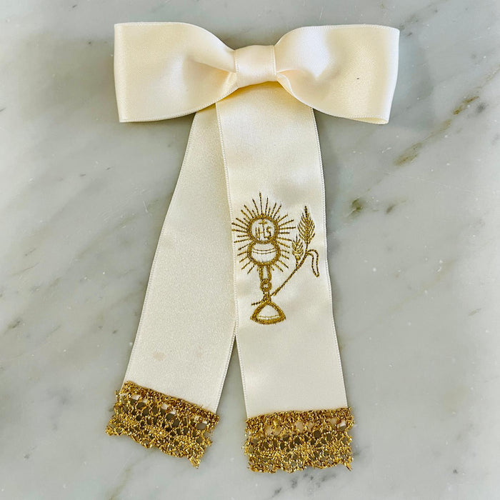 Bow for Boys - Cream with Gold - Gold Fringe