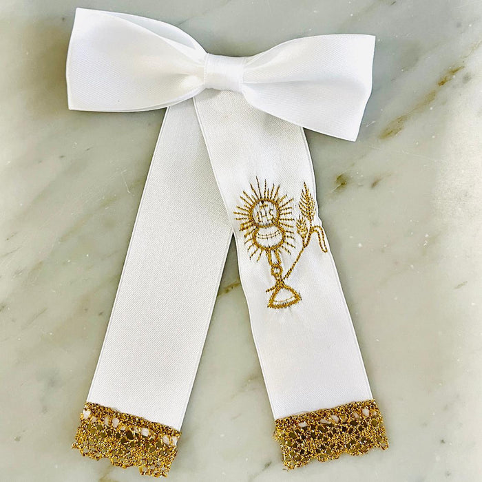 Bow for Boys - White with Gold