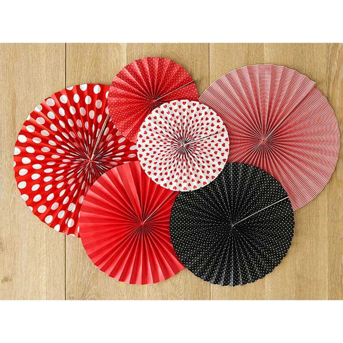 Decorative rosettes, mix, red, white and black