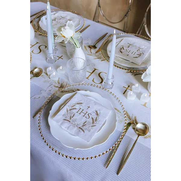 Lunch Napkins - Communion - IHS Gold Print