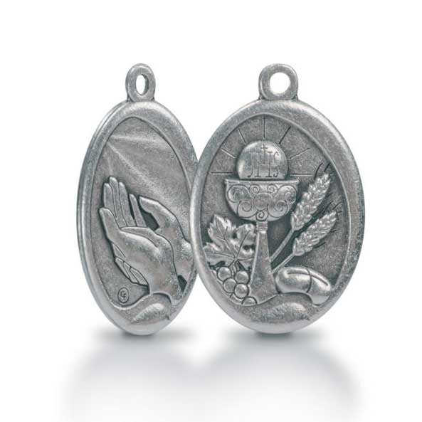 Holy Communion Oval Silver Medal - 27mm