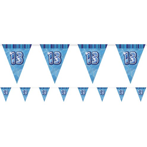 13th Birthday Blue Flag Banner - Plastic - 2.75m