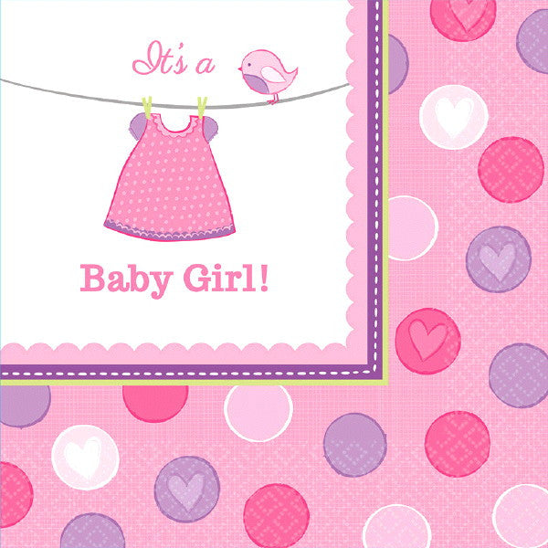 Girl's Shower With Love Luncheon Napkins - 2ply Pa