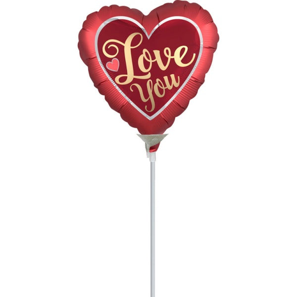 Mini Foil Heart Balloon on Stick
