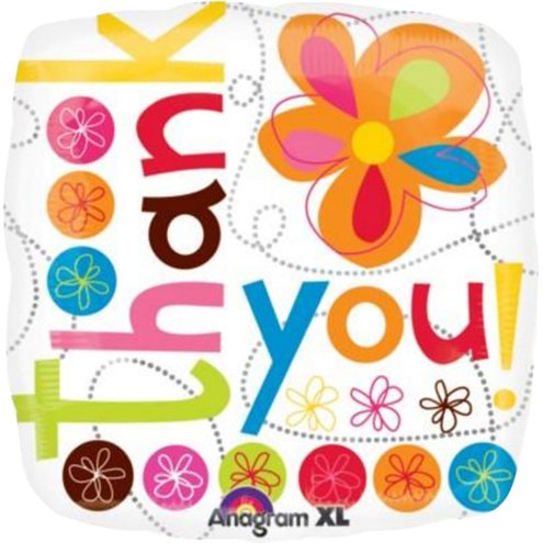 Foil Balloons 18'' Thank You Colourful Flowers
