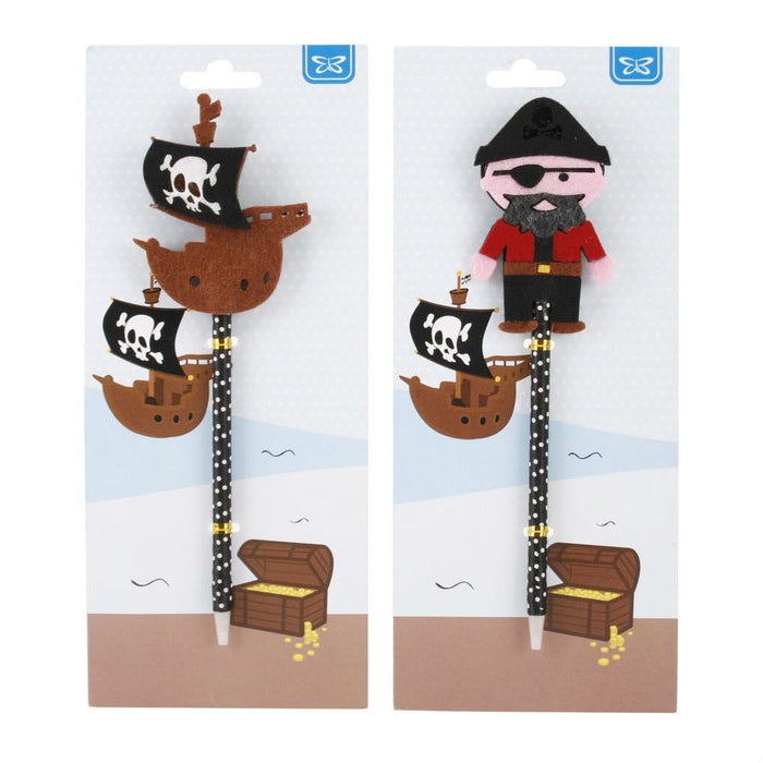 Pen with Felt Pirate Topper - 2 Designs