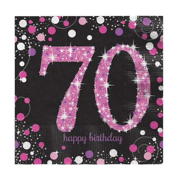 Lunch Napkins - Pink Celebration - Age 70 16pk