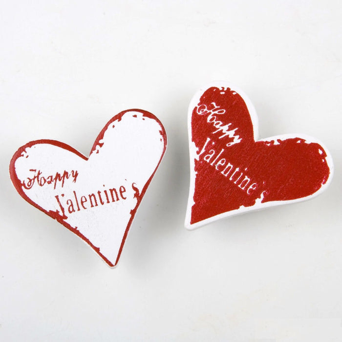 Wooden Adhesive Hearts - Happy Valentine's - 16pk