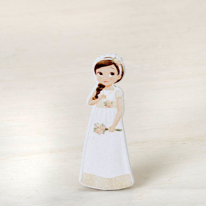Communion Girl with Flowers Adhesive Ornament