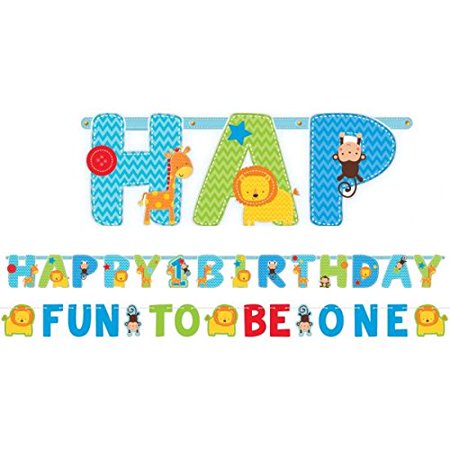 Wild At One Boy's 1st Birthday Add An Age Letter Banner