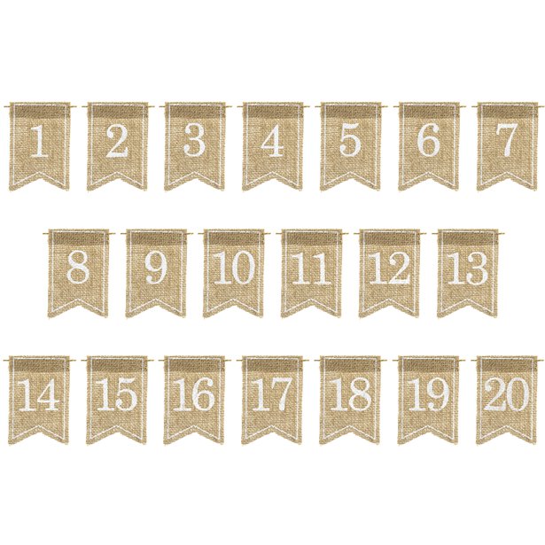 Rustic Hessian Table Numbers - 1-20