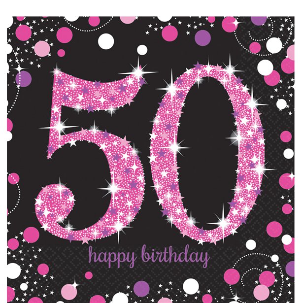 Lunch Napkins - Pink Celebration - Age 50 16pk