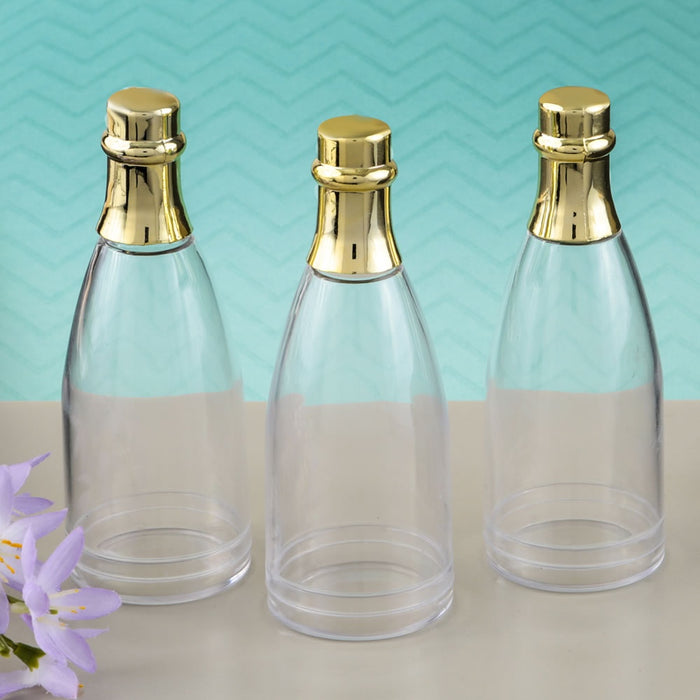 Clear Champagne Bottle Container with Gold Cap