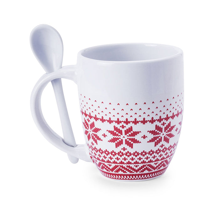 Mug & Spoon Set with Christmas Pattern