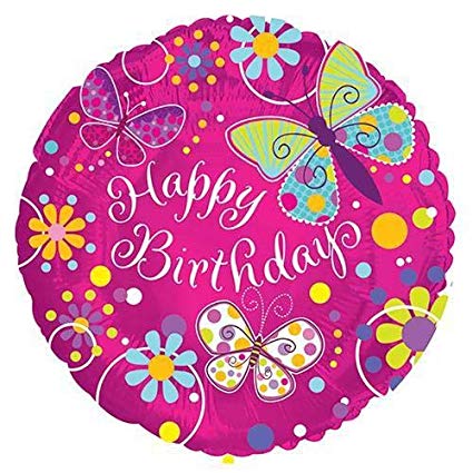 Butterfly Sparkle B'Day Foil Balloon