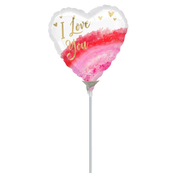 Foil Balloon - 'I Love You' Heart on a Stick - 9''