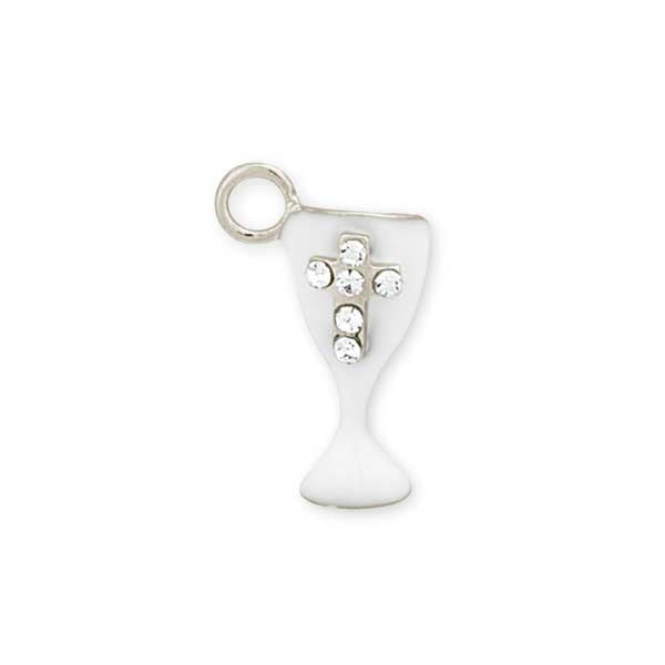 White Chalice with Crystal Cross Embellishment