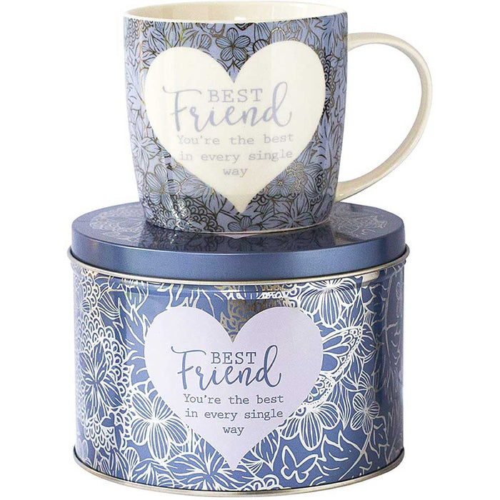 aid with Sentiment Mug & Tin- Best Friend, Ceramic, Multicolor
