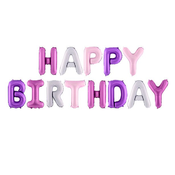 Pink & Lilac Mix Birthday Phrase Balloon Bunting - 3.4m