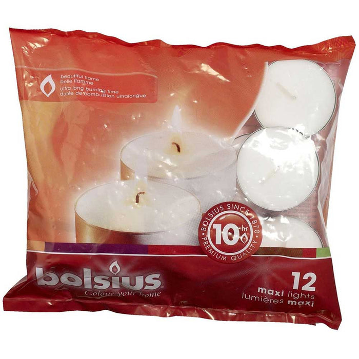 Bolsius Maxi (10hr) Tealight - White - 12pk