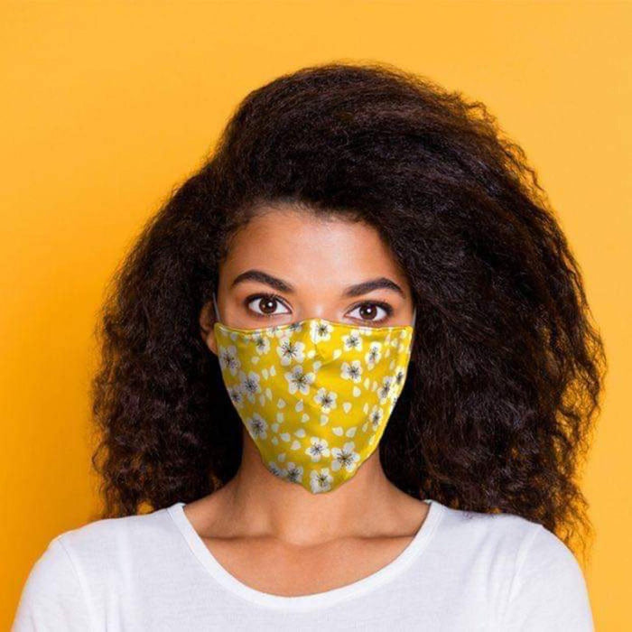 Adult Hygienic Mask - Yellow Floral