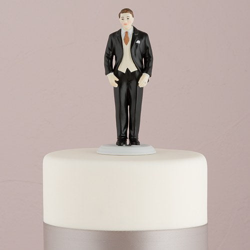 Fashionable Groom In Black Tux Cake Topper