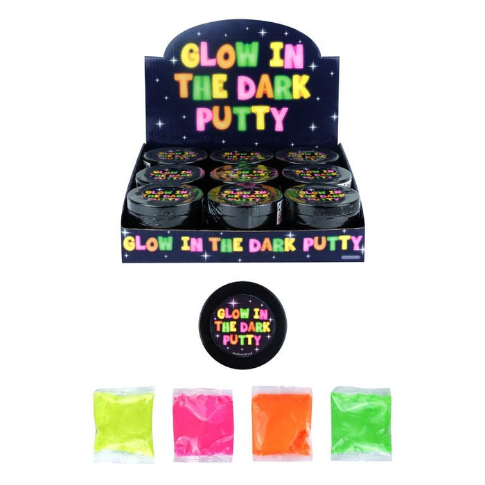 Glow In The Dark Smart Putty Tubs (8cm x 3cm) 4 Assorted Colours