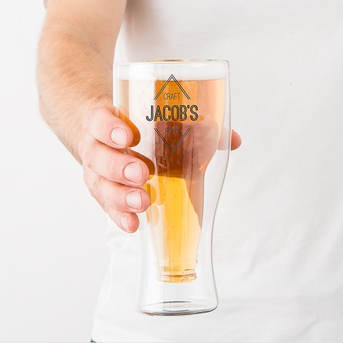 Double Wall Beer Glass Ã¢€“ Diamond Emblem Print - Cheers - No.1 Sir