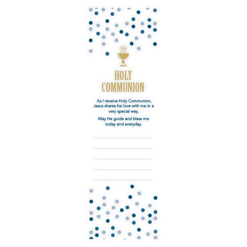Bookmarks Fill-in - Holy Communion - Spots Design Blue