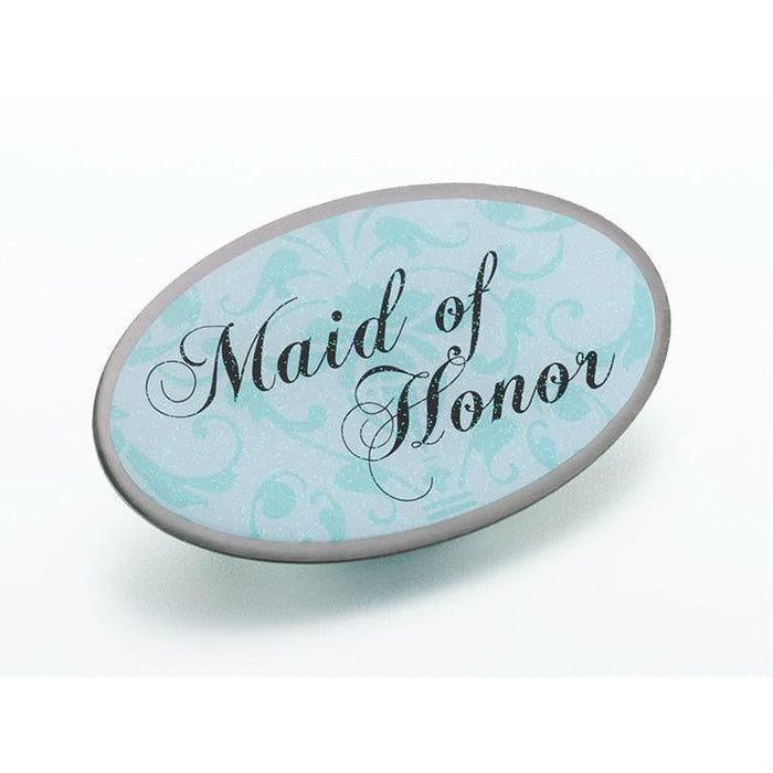 Maid of Honor Pin - Oval Aqua