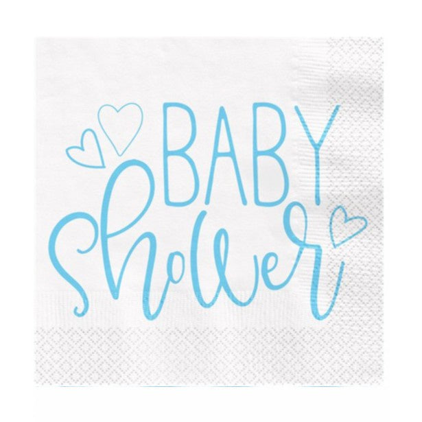 Lunch Napkins - Baby Shower - Blue Hearts