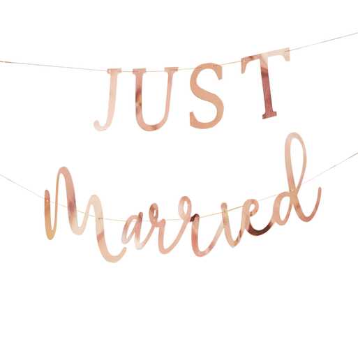 Rose Gold Scripted Just Married Banner