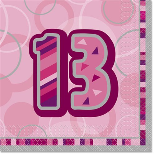 Lunch Napkins - Dazzling Pink - 13th Birthday