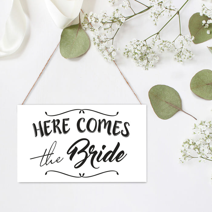 Hanging Board White 2 sided 'Here Comes the Bride'