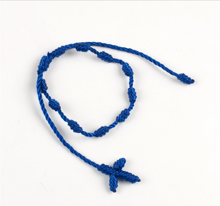 Blue Macrame Beads Rosary Bracelet
