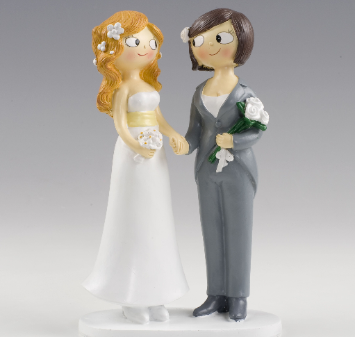 Girls Holding Hands Wedding Couple Figurine