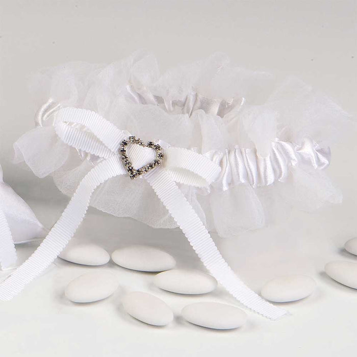 White garter with heart brooch