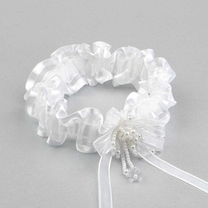 White Garter with Pearl Embellishment