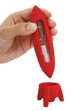 Toothbrush Holder & Sand Timer - Apollo & Rocket- Red