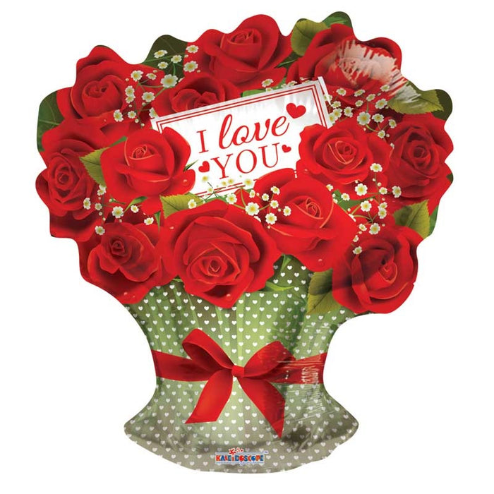 Balloon Foil Bouquet Shape - Roses - I love you 18''