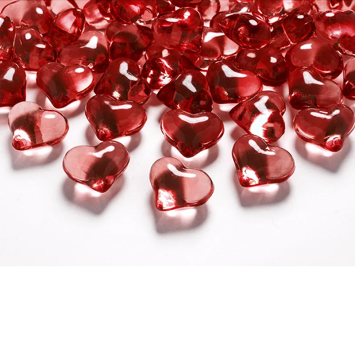 Crystal hearts, red, 21mm