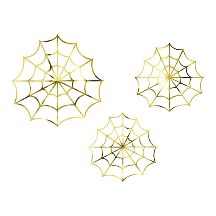 Paper decorations - Gold Spiderweb - 3pk