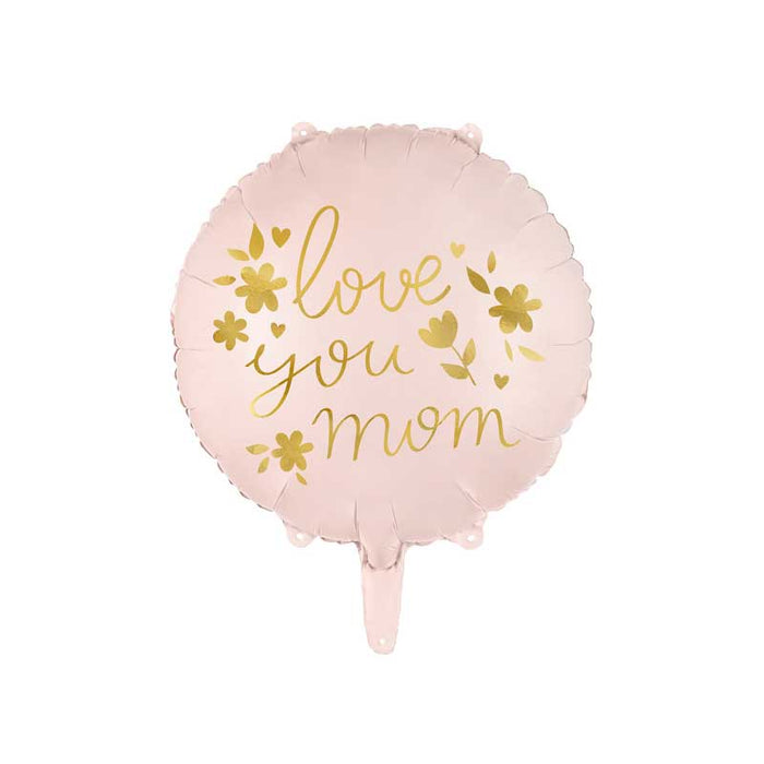 Foil balloon ''Love you mom'', 45 cm, pink