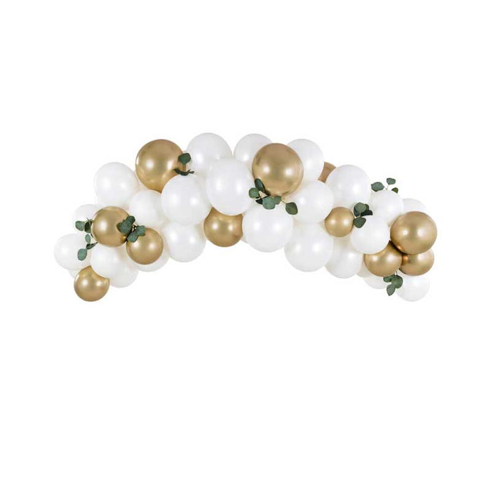 Balloon garland - white and gold, 200cm