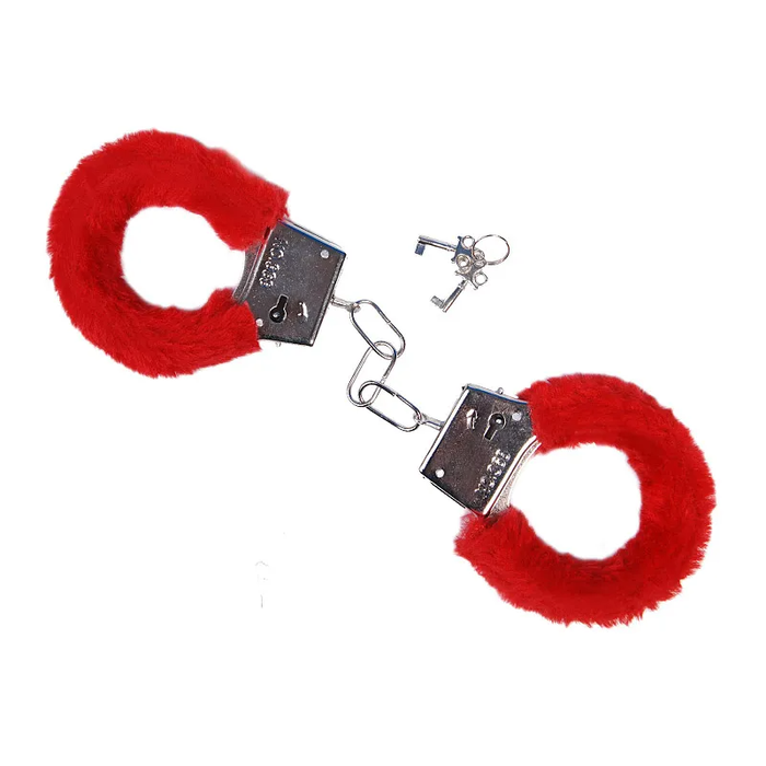 Handcuffs with fur, red