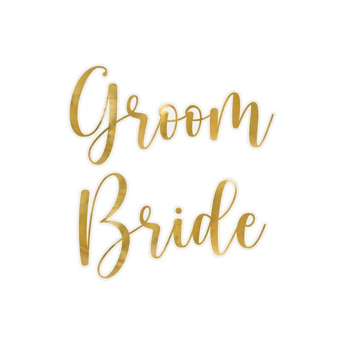 Glass stickers ''Bride & Groom'', gold