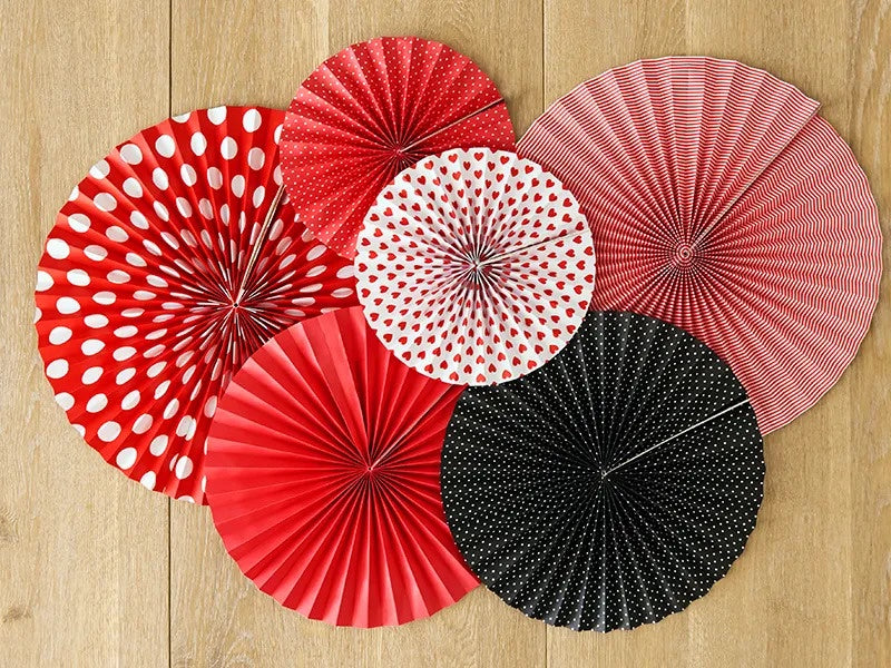 Decorative rosettes, mix, red, white and black
