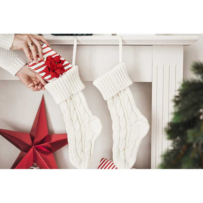 Decorative stocking, off-white, 15.5x34cm