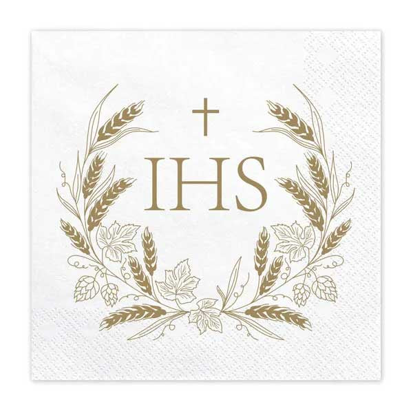Lunch Napkins - Communion - IHS Gold Print